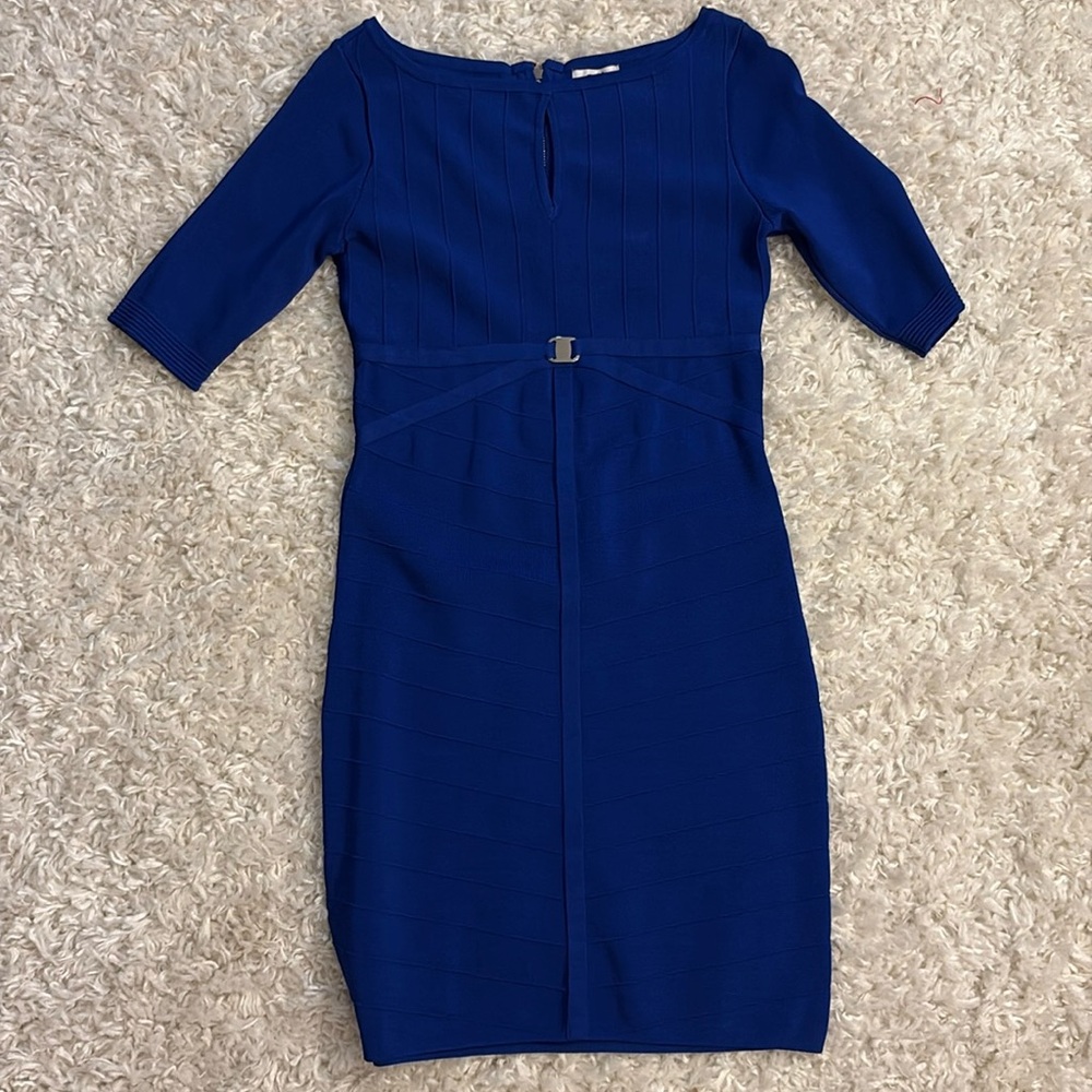 Small royal Blue Stretchy Thick Material Office Dress Cache